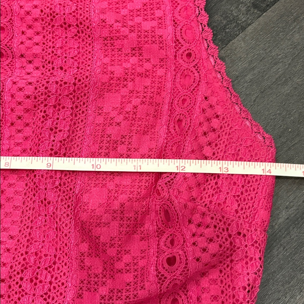 bebe Lace Crop Top – XS – Shocking Pink Fuchsia💖 - Picture 13 of 15